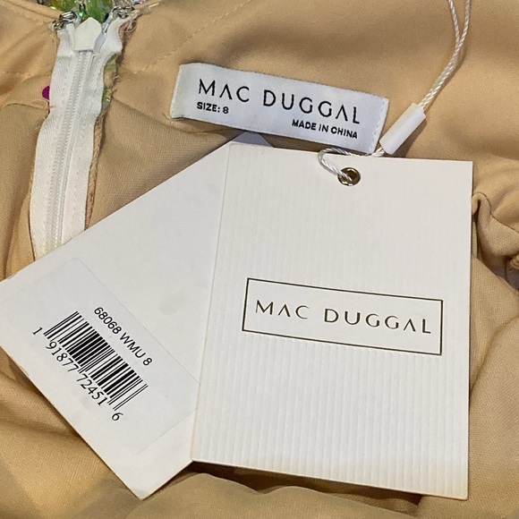 NWT Mac Duggal 68068 White Multi Embellished Ruffle Sleeve Gown - Sz 8 - Picture 9 of 11